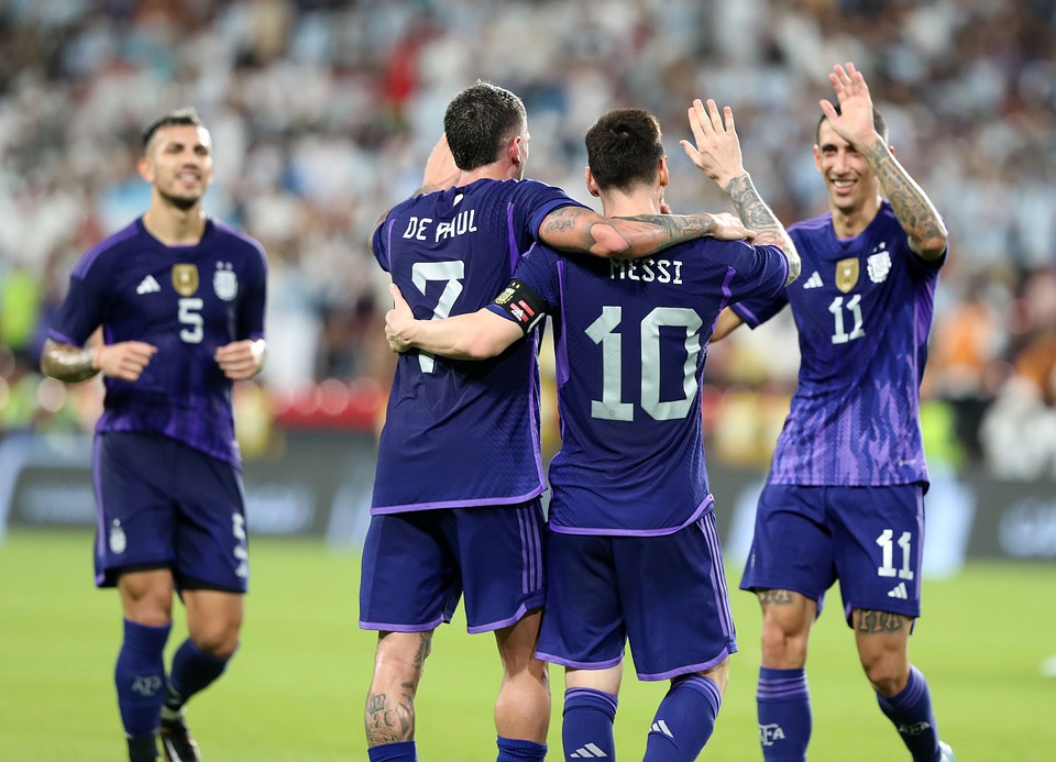 Argentina's goal celebration.
